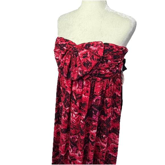 Giambattista Valli Impulse Strapless Floral Maxi Dress SZ 10 Bow Party Cocktail - Picture 2 of 12